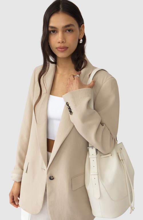 Shop Hyer Goods Upcycled Leather Everyday Cinch Bucket Bag In Cream