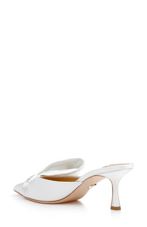 Shop Badgley Mischka Collection Alaya Pointed Toe Mule In White Satin