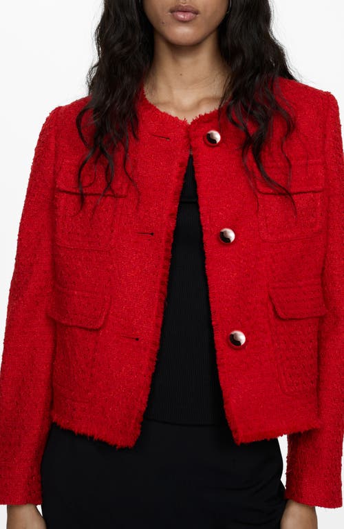 Shop Mango Pocket Tweed Jacket In Red