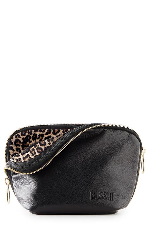 KUSSHI Everyday Leather Makeup Bag in /Leopard Leather at Nordstrom