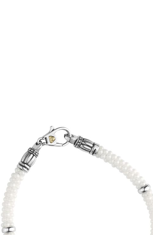 Shop Lagos Black & White Caviar Bracelet In White/silver