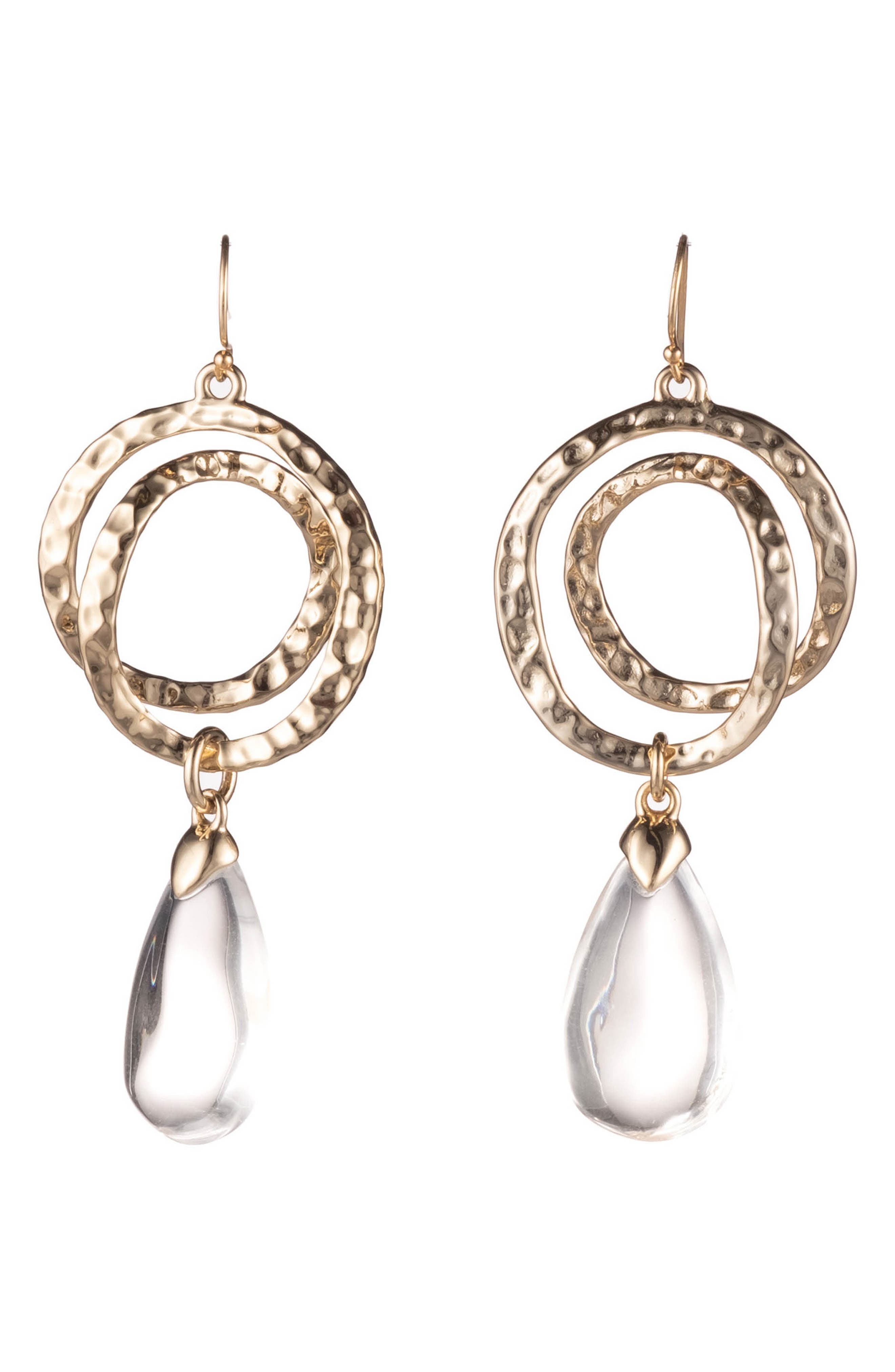 Alexis Bittar 10k Gold Plated Hammered Coil & Lucite Drop Earrings