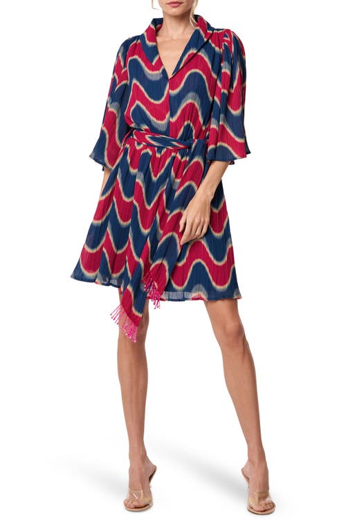 Shop Ciebon Juni Wave Print Dress In Navy/berry