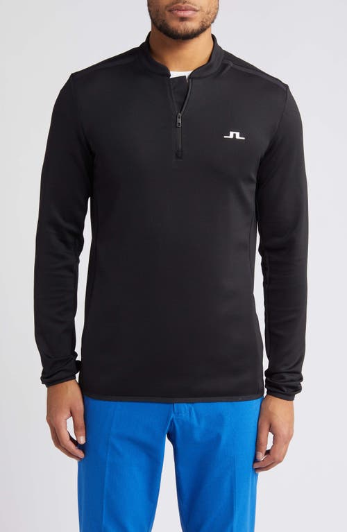 J. Lindeberg Tech Bridge Mid Layer Quarter Zip Golf Top Black at Nordstrom,