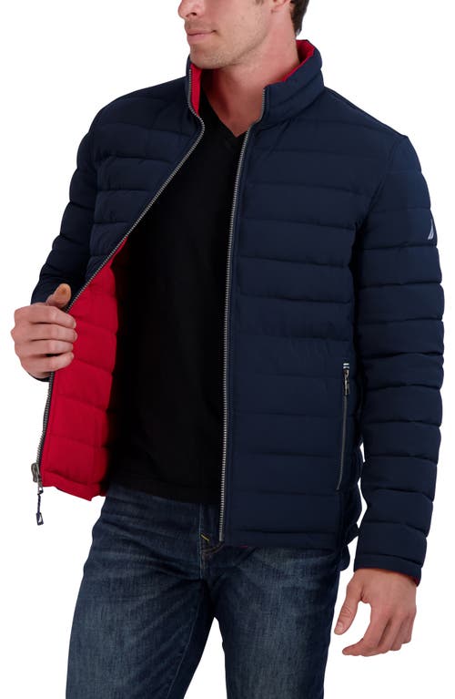 Nautica Water Resistant Reversible Puffer Jacket In Navy