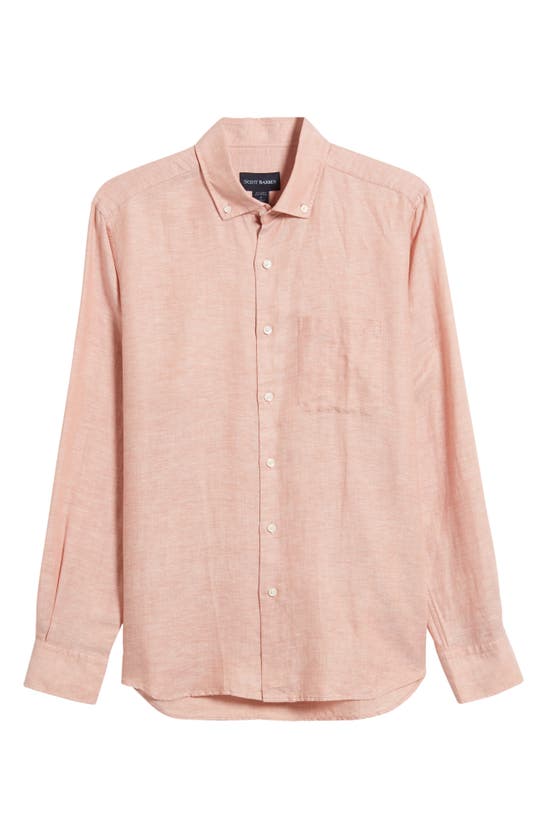 Shop Scott Barber Solid Linen & Lyocell Twill Button-down Shirt In Spice
