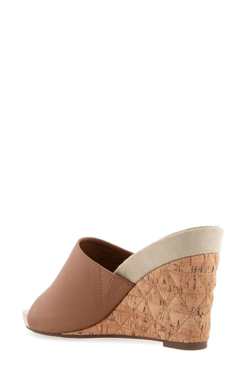 Shop Aerosoles Pierce Quilted Wedge Sandal In Tan Pu Leather