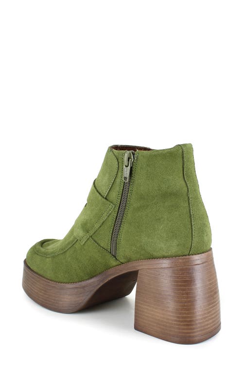 Ziginy Bertina Water Resistant Platform Bootie In Olive Suede