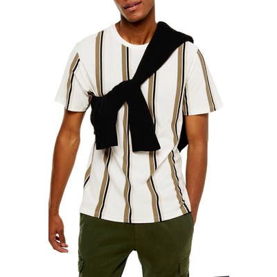 Topman Luke Classic Fit Stripe Pique T-Shirt, White