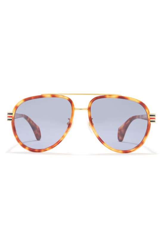 Gucci 58mm Aviator Sunglasses In Matt Burgundy Black