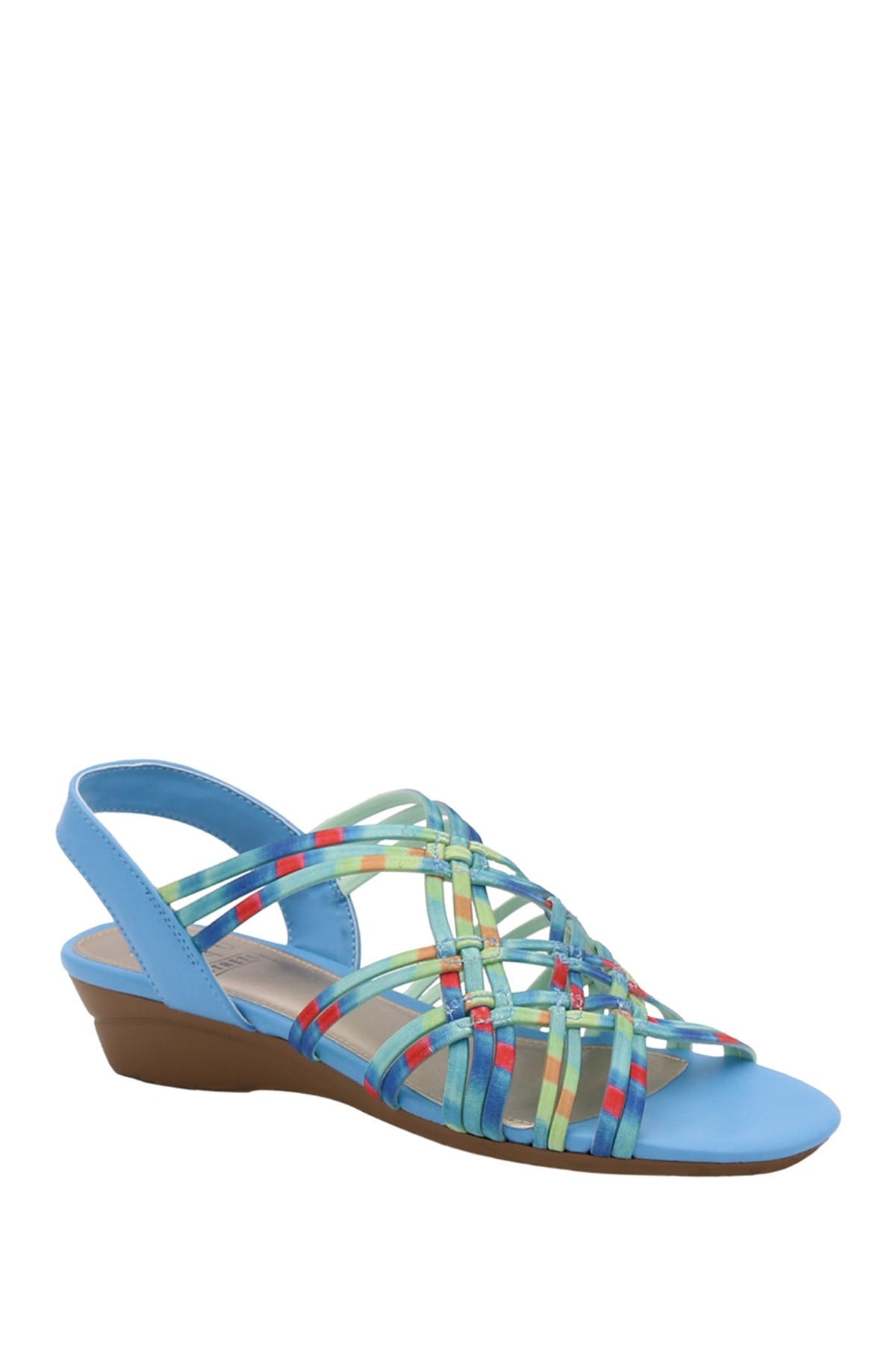 Impo Rainelle Stretch Wedge Sandal In Blue Multi