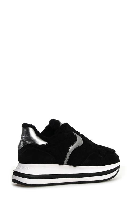 Shop Voile Blanche Melany Faux Fur Sneaker In Black Pewter