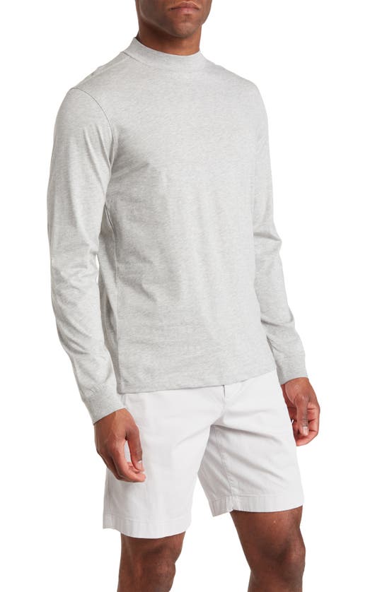 Theory Precise Long Sleeve Luxe Cotton T-shirt In Charcoal Heather