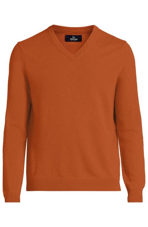 Shop Lands' End Fine Gauge Cashmere V-neck Sweater In Fresh Cinnamon