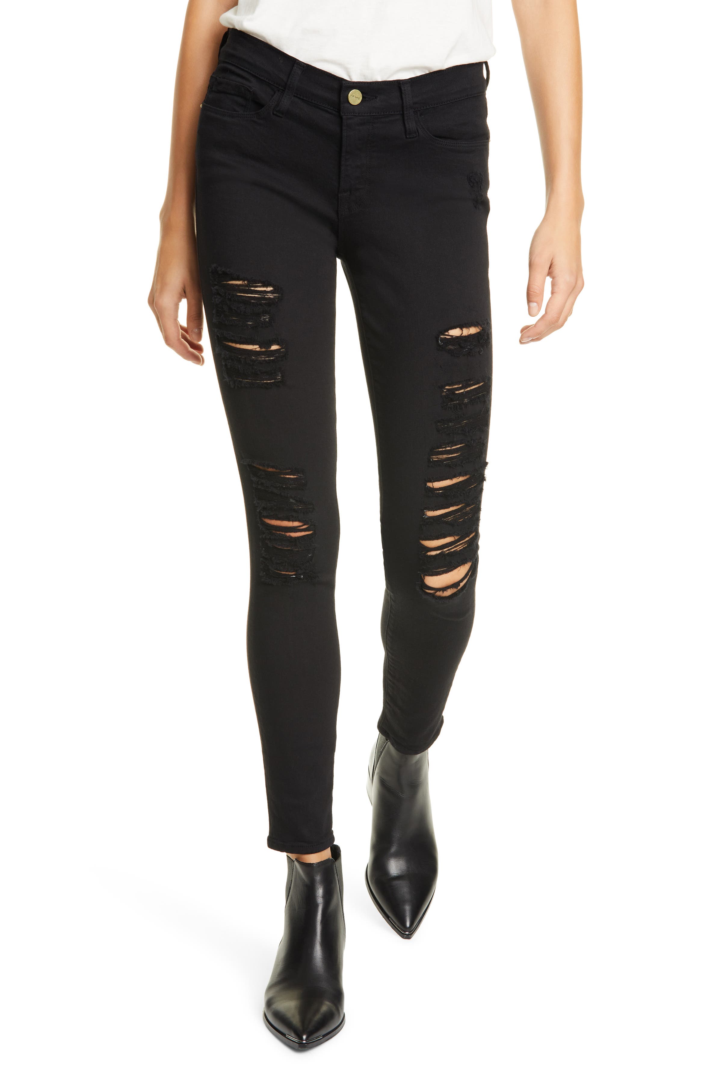 FRAME Le Color Ripped Skinny Jeans | Nordstrom