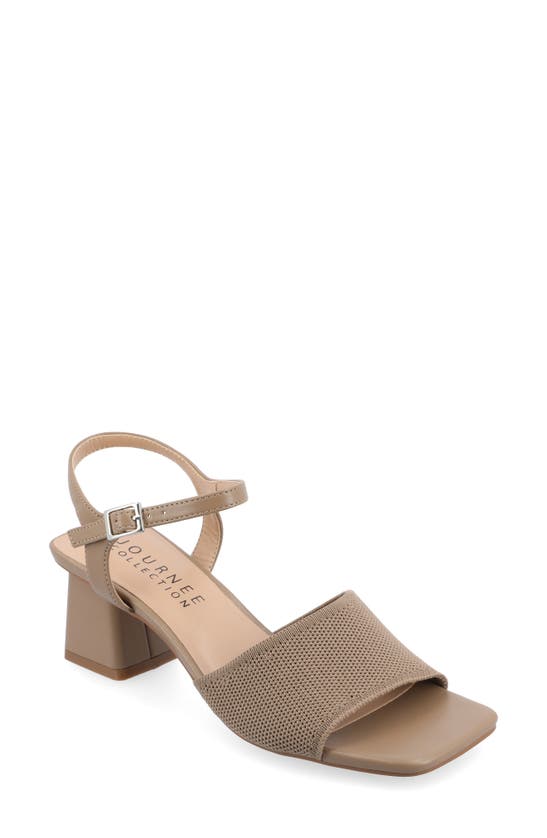 Shop Journee Collection Evylinn Knit Block Heel Sandal In Taupe