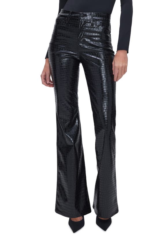 GOOD AMERICAN GOOD AMERICAN GOOD LEGS CROC EMBOSSED FAUX LEATHER FLARE PANTS