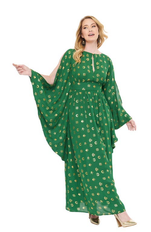 Unique Vintage Disney X Uv Hocus Pocus Caftan Dress In Green In Green & Gold