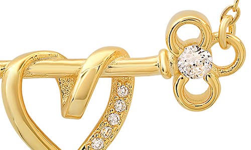 Queen Jewels Key To My Heart Cz Bar Necklace In Gold