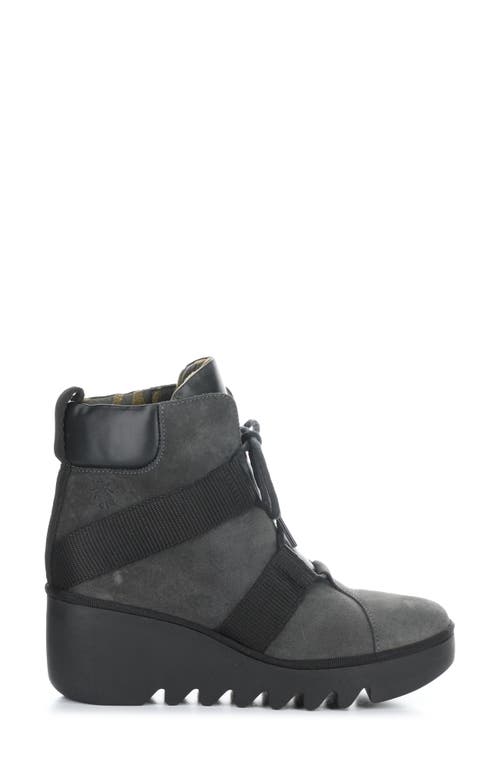 Shop Fly London Blom Wedge Boot In 003 Diesel/black