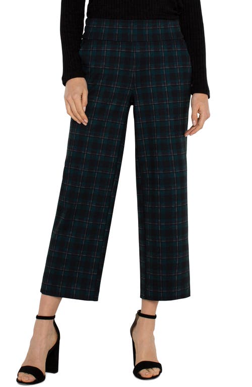 Shop Liverpool Mabel Windowpane Crop Wide Leg Pants In Dark Forest