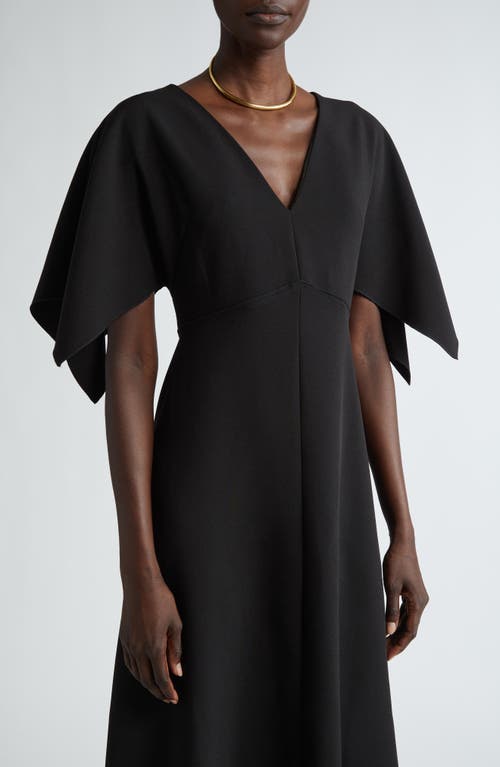 St John St. John Collection Flutter Sleeve Stretch Cady Midi Dress In Black