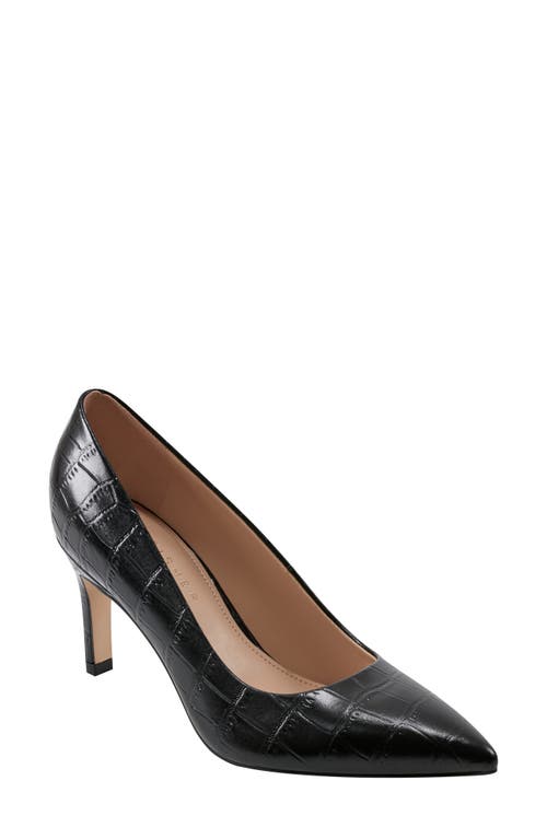 Shop Marc Fisher Ltd Genni Pointed Toe Pump In Black Croc Embossed