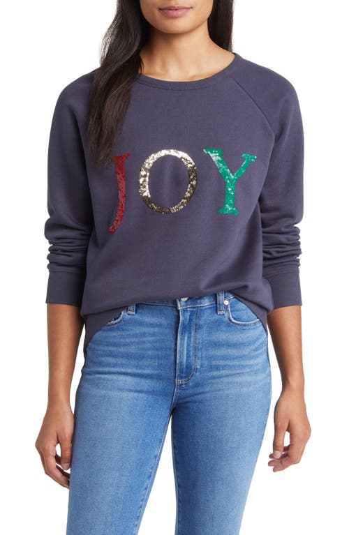caslon(r) Joy Sequin Graphic Sweatshirt in Navy Charcoal- Joy Graphic