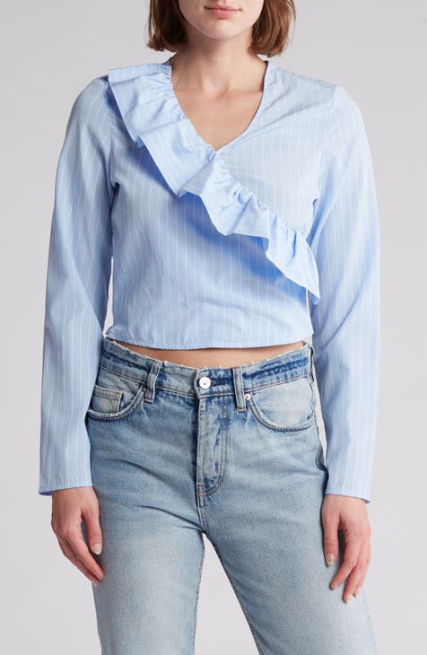 Asymmetric Ruffle Cotton Top