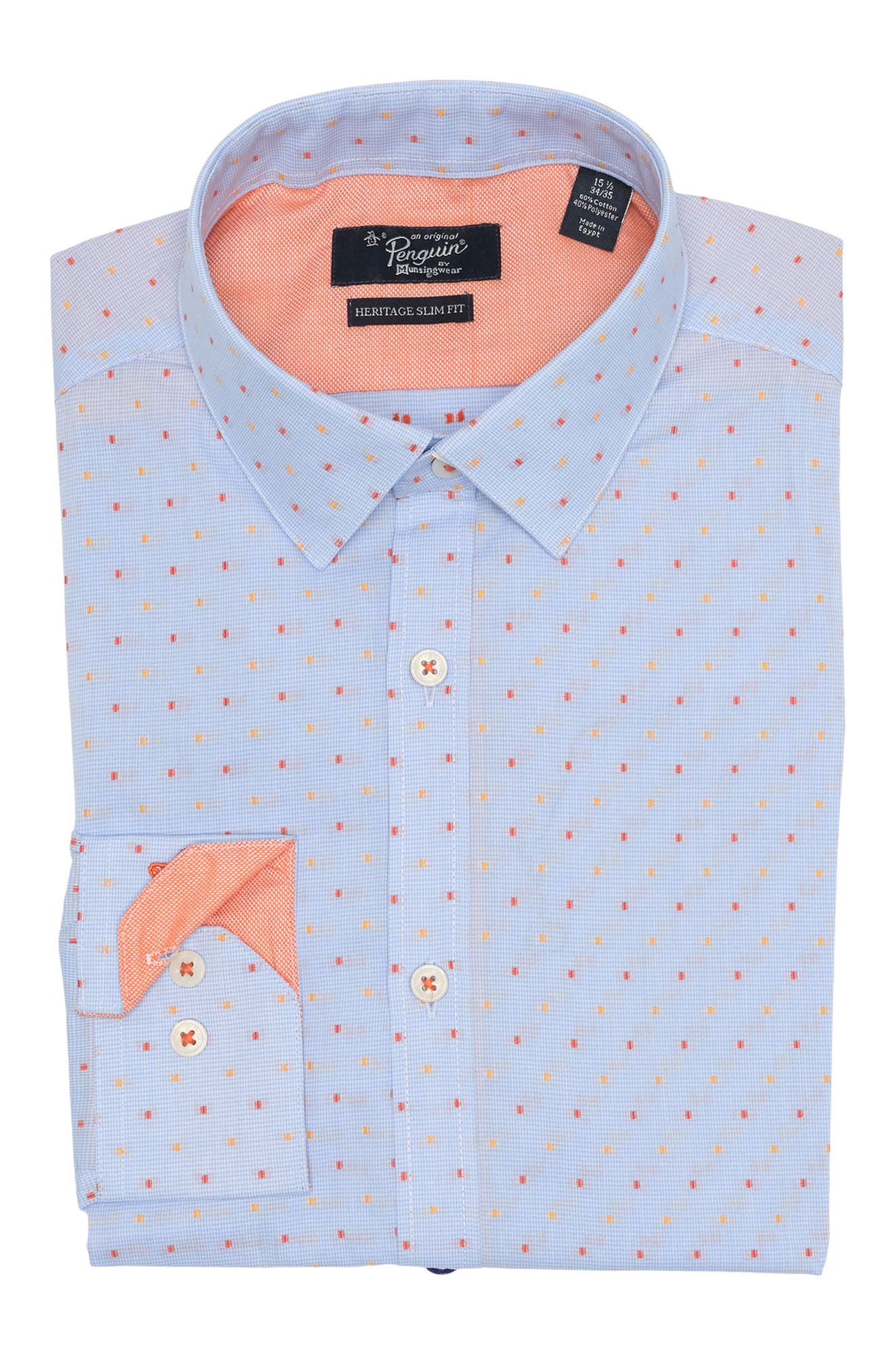 Original Penguin Dot Print Heritage Slim Fit Dress Shirt In Light pastel Blue4 ModeSens