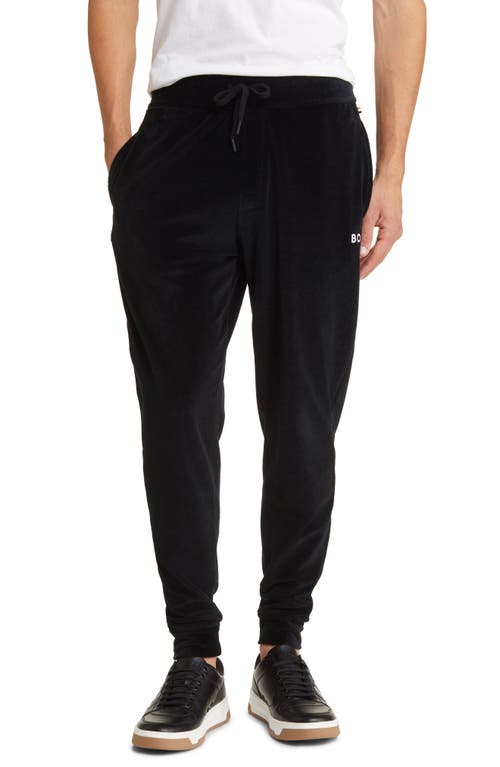 BOSS Heritage Logo Embroidered Velour Lounge Joggers in Black at Nordstrom, Size Medium