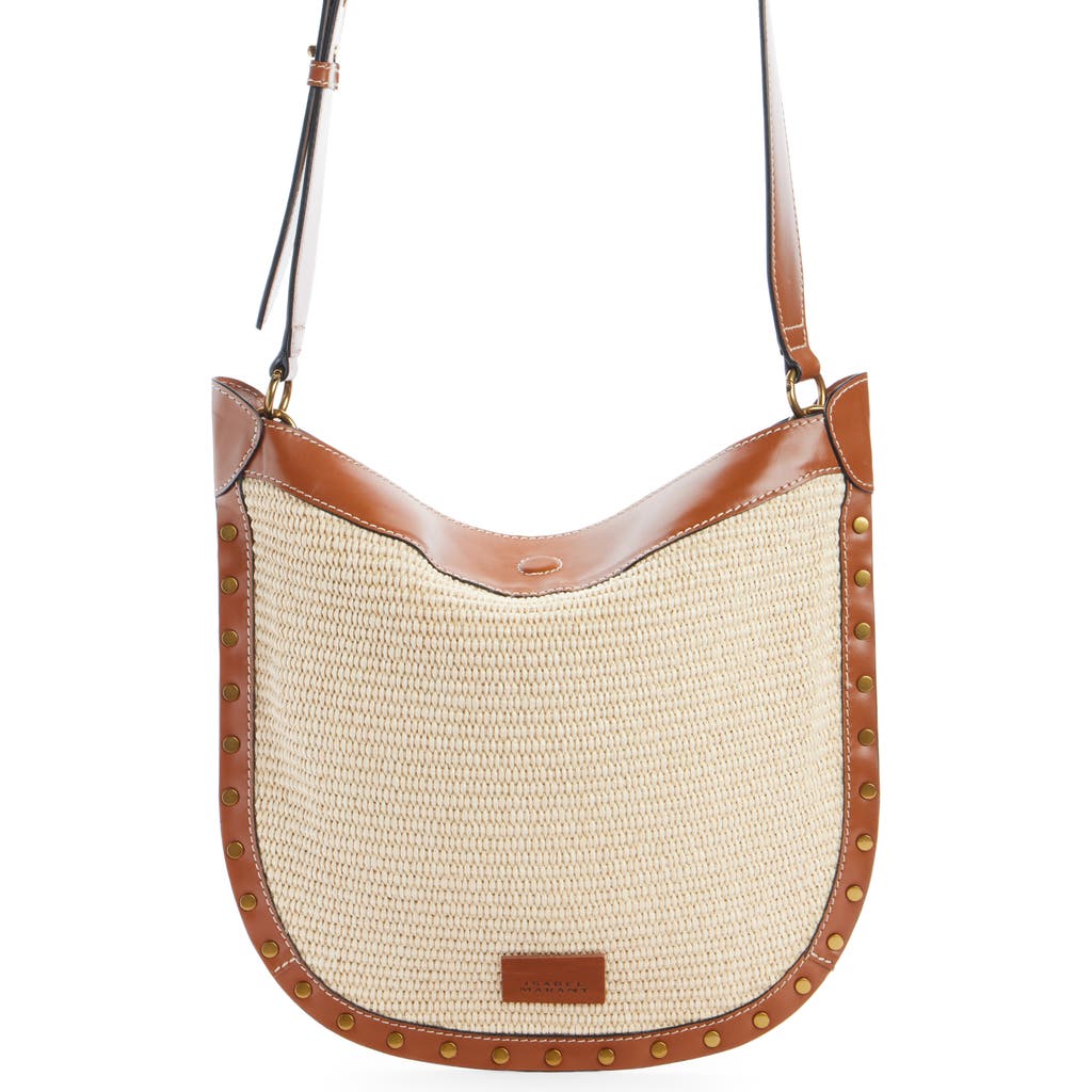 Isabel Marant Oskan Soft Raffia & Leather Shoulder Bag In Brown