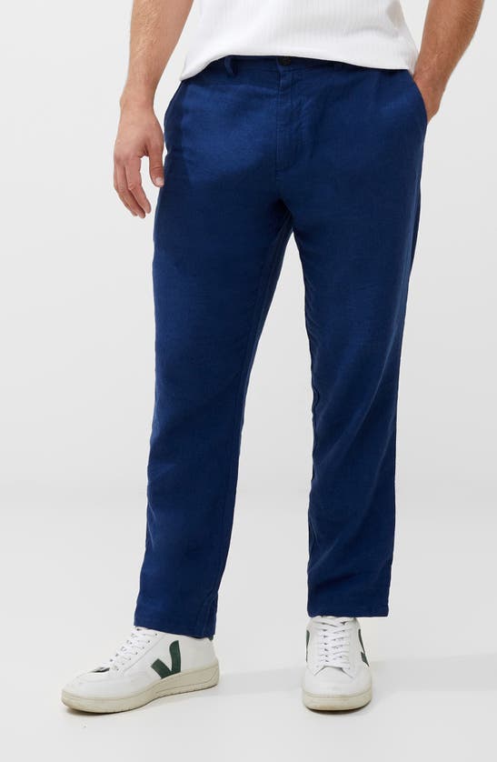 Shop French Connection Linen Blend Pants In Navy