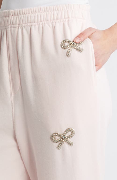 Loveshackfancy Lillia Crystal Bow Sweatpants In Icicle Pink