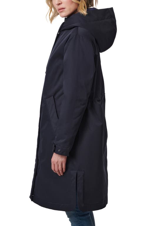 Bernardo Hooded Raincoat With Removable Hooded Bib In Deep Ocean