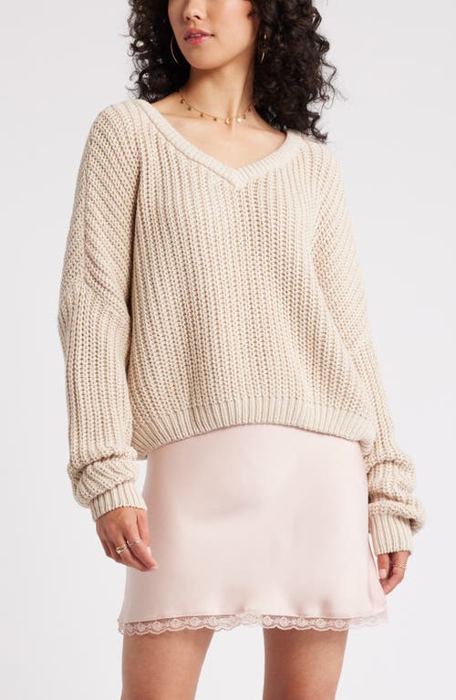 Shop Bp. Relaxed Reversible Sweater In Beige Oatmeal Heather