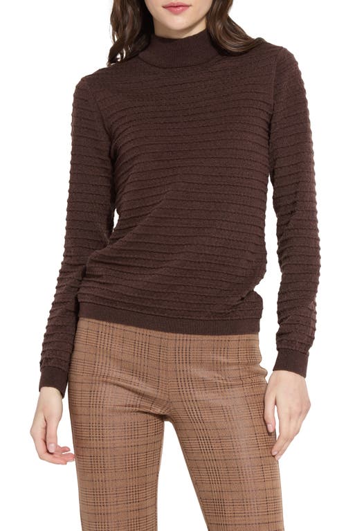 Lyssé Valery Smocked Mockneck Sweater In Dark Mocha In Dark Mocha