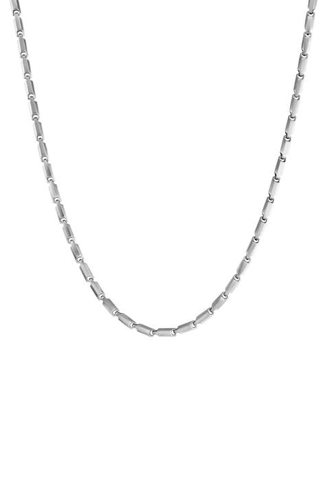 Men's Faceted Link Necklace in Sterling Silver, 3mm