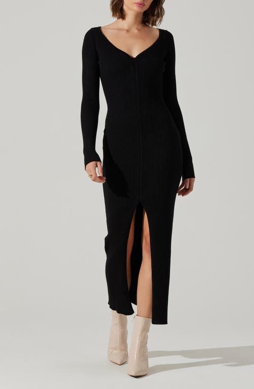 ASTR the Label Glenda Long Sleeve Rib Sweater Dress in Black 