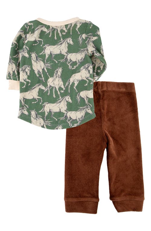 Shop Miki Miette Brady Long Sleeve Henley & Pants Set In Wild Horses