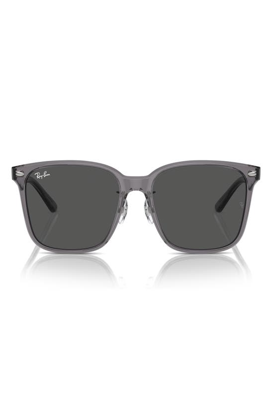 Ray Ban Slim Square 57mm Sunglasses In Transparent Grey