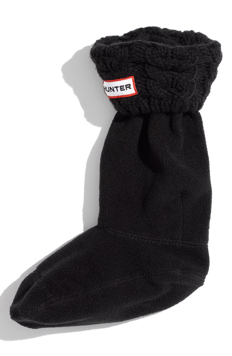 HUNTER 'Chunky' Cabled Cuff Socks, Main, color, Black