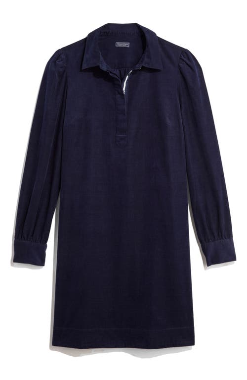 Shop Vineyard Vines Long Sleeve Cotton Corduroy Popover Dress In Nautical Navy