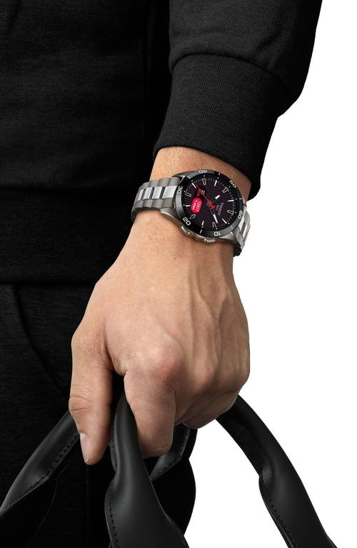 Tissot T-touch Connect Sport Solar Smart Bracelet Watch, 43.75mm In Silver