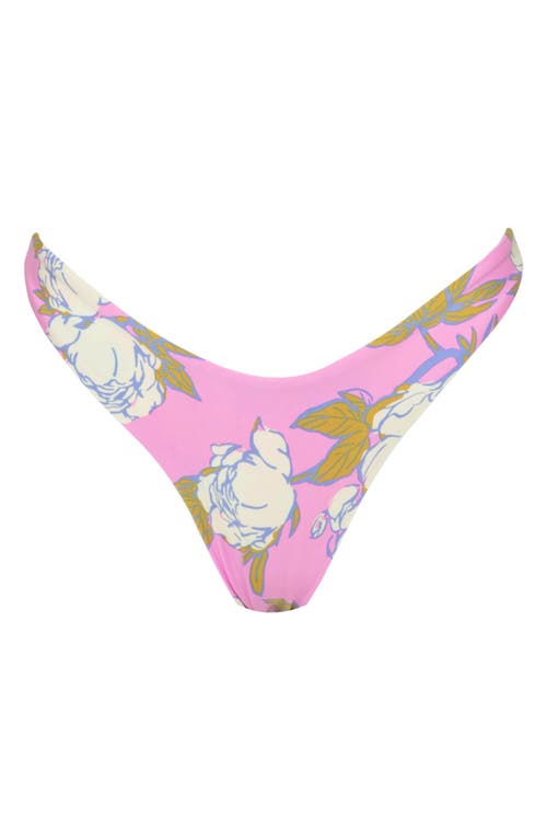 Maaji Splendor Pink Fiore High Cut Reversible Bikini Bottoms In Pink