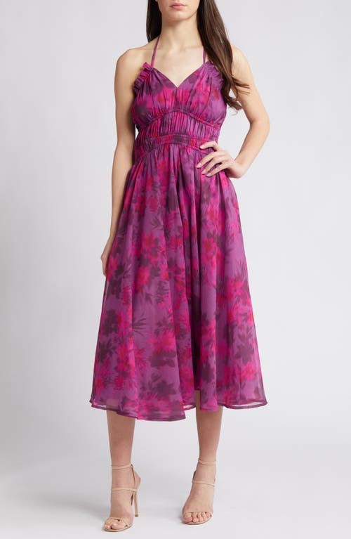 French Connection Arla Hallie Shirred Midi Sundress Meadow Mau at Nordstrom,