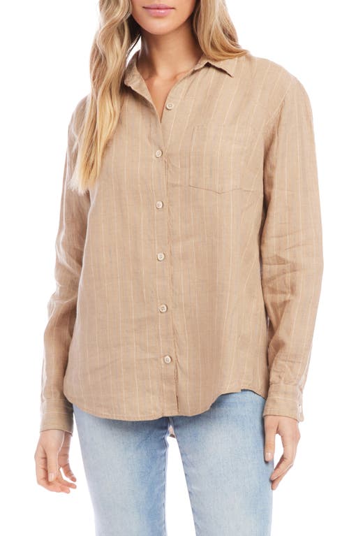 FIFTEEN TWENTY Oversize Long Sleeve Linen Button-Up Shirt in Stripe