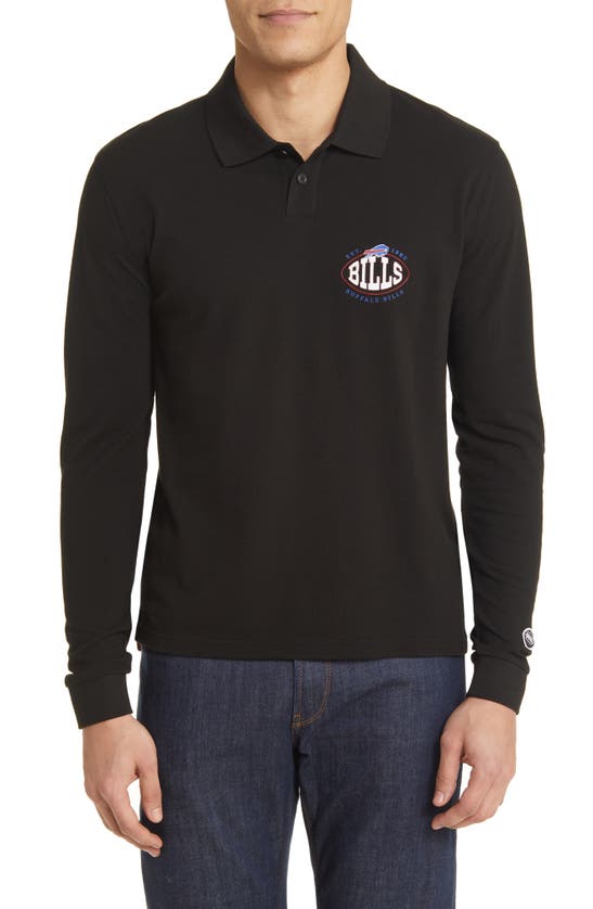 Shop Hugo Boss Boss X Nfl Patlong Long Sleeve Piqué Polo In Buffalo Bills Black