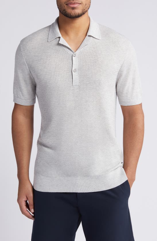 Ted Baker Adio Textured Knit Polo In Light Grey