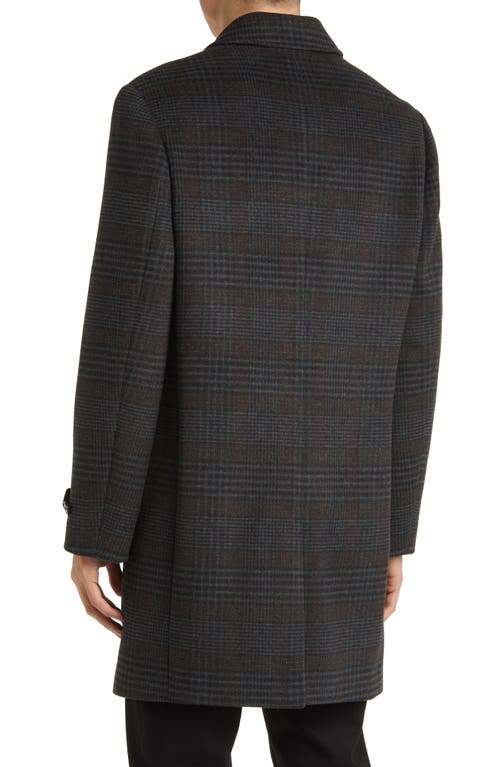 Shop Hart Schaffner Marx Armitage Wool Blend Topcoat In Charcoal/espresso